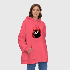 Худи SuperOversize хлопок с принтом Kumamon в Кировске, 70% хлопок, 30% полиэстер, мягкий начес внутри | карман-кенгуру, эластичная резинка на манжетах и по нижней кромке, двухслойный капюшон
 | fire | for | glory | hell | japan | of course | ofc | satan | the | иероглифы | кумамон | медведь | огонь | пожар | япония