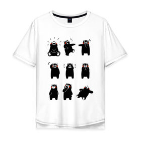 Мужская футболка хлопок Oversize с принтом Kumamon в Кировске, 100% хлопок | свободный крой, круглый ворот, “спинка” длиннее передней части | Тематика изображения на принте: fire | for | glory | hell | japan | of course | ofc | satan | the | иероглифы | кумамон | медведь | огонь | пожар | япония