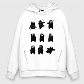 Мужское худи Oversize хлопок с принтом Kumamon в Кировске, френч-терри — 70% хлопок, 30% полиэстер. Мягкий теплый начес внутри —100% хлопок | боковые карманы, эластичные манжеты и нижняя кромка, капюшон на магнитной кнопке | fire | for | glory | hell | japan | of course | ofc | satan | the | иероглифы | кумамон | медведь | огонь | пожар | япония