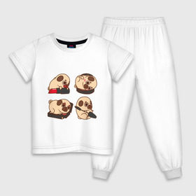 Детская пижама хлопок с принтом Мопс Красавчик в Кировске, 100% хлопок |  брюки и футболка прямого кроя, без карманов, на брюках мягкая резинка на поясе и по низу штанин
 | pug | косметика | модник | модница | помада | собака