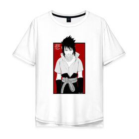 Мужская футболка хлопок Oversize с принтом SAD Sasuke в Кировске, 100% хлопок | свободный крой, круглый ворот, “спинка” длиннее передней части | 