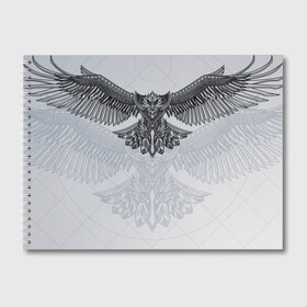 Альбом для рисования с принтом Eagle tribal painting в Кировске, 100% бумага
 | матовая бумага, плотность 200 мг. | eagle | painting | tribal | крылья | орел | перья | рисунок | трайбл