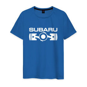 Мужская футболка хлопок с принтом Subaru оппозитный двигатель в Кировске, 100% хлопок | прямой крой, круглый вырез горловины, длина до линии бедер, слегка спущенное плечо. | subaru | subaru оппозитный двигатель | оппозитный двигатель