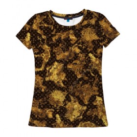 Женская футболка 3D с принтом Золотые пятна в Кировске, 100% полиэфир ( синтетическое хлопкоподобное полотно) | прямой крой, круглый вырез горловины, длина до линии бедер | 