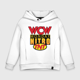 Детское худи Oversize хлопок с принтом WCW Monday Night Nitro в Кировске, френч-терри — 70% хлопок, 30% полиэстер. Мягкий теплый начес внутри —100% хлопок | боковые карманы, эластичные манжеты и нижняя кромка, капюшон на магнитной кнопке | Тематика изображения на принте: nitro | wcw | wrestling | рестлинг