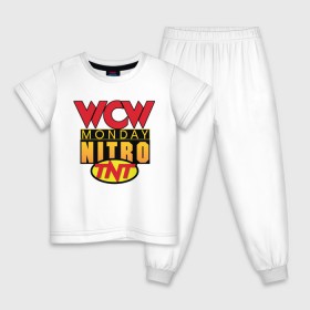 Детская пижама хлопок с принтом WCW Monday Night Nitro в Кировске, 100% хлопок |  брюки и футболка прямого кроя, без карманов, на брюках мягкая резинка на поясе и по низу штанин
 | Тематика изображения на принте: nitro | wcw | wrestling | рестлинг