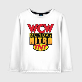 Детский лонгслив хлопок с принтом WCW Monday Night Nitro в Кировске, 100% хлопок | круглый вырез горловины, полуприлегающий силуэт, длина до линии бедер | nitro | wcw | wrestling | рестлинг