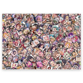 Поздравительная открытка с принтом Ахегао цвет в Кировске, 100% бумага | плотность бумаги 280 г/м2, матовая, на обратной стороне линовка и место для марки
 | ahegao | anime | color | manga | аниме | ахегао | коллаж | комиксы | лицо | манга | паттрен | цветной