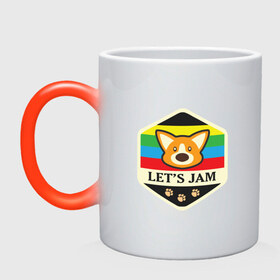 Кружка хамелеон с принтом Lets Jam Dog в Кировске, керамика | меняет цвет при нагревании, емкость 330 мл | Тематика изображения на принте: 