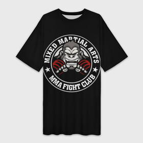 Платье-футболка 3D с принтом MMA в Кировске,  |  | animal | athlet | club | cool | emblem | extreme | fighter | fighting | gorilla | logo | mma | sign | sport | stars | text | атлет | боец | бойцовский | горилла | единоборства | животное | звезды | знак | клуб | крутой | логотип | надпись | перчатки | при