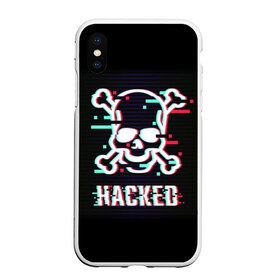 Чехол для iPhone XS Max матовый с принтом Pirate sign в Кировске, Силикон | Область печати: задняя сторона чехла, без боковых панелей | attack | bones | glitch | hacked | hacker | pirate | sign | skull | symbol | text | warning | атака | взломанный | глюк | знак | кости | пиратский | предупреждение | символ | текст | хакер | череп