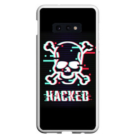 Чехол для Samsung S10E с принтом Pirate sign в Кировске, Силикон | Область печати: задняя сторона чехла, без боковых панелей | attack | bones | glitch | hacked | hacker | pirate | sign | skull | symbol | text | warning | атака | взломанный | глюк | знак | кости | пиратский | предупреждение | символ | текст | хакер | череп