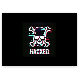 Поздравительная открытка с принтом Pirate sign в Кировске, 100% бумага | плотность бумаги 280 г/м2, матовая, на обратной стороне линовка и место для марки
 | Тематика изображения на принте: attack | bones | glitch | hacked | hacker | pirate | sign | skull | symbol | text | warning | атака | взломанный | глюк | знак | кости | пиратский | предупреждение | символ | текст | хакер | череп