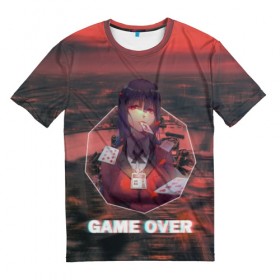 Мужская футболка 3D с принтом GAME OVER в Кировске, 100% полиэфир | прямой крой, круглый вырез горловины, длина до линии бедер | 
