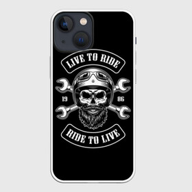 Чехол для iPhone 13 mini с принтом Vintage motorcycle label в Кировске,  |  | beard | biker | emblem | font | for | helmet | inscripti | logo | monochrome | motorcycle | mustache | retro | ride | sign | skull | sticker | vintage | байкер | борода | для | знак | инструмент | кататься | ключи | логотип | люблю | мотоцикл | 