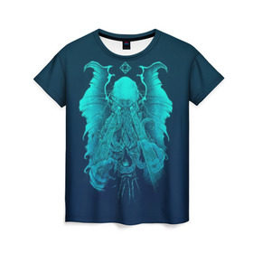 Женская футболка 3D с принтом Ктулху в Кировске, 100% полиэфир ( синтетическое хлопкоподобное полотно) | прямой крой, круглый вырез горловины, длина до линии бедер | ктулху | монстр | фэнтези | чудище