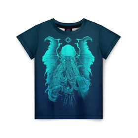 Детская футболка 3D с принтом Ктулху в Кировске, 100% гипоаллергенный полиэфир | прямой крой, круглый вырез горловины, длина до линии бедер, чуть спущенное плечо, ткань немного тянется | ктулху | монстр | фэнтези | чудище