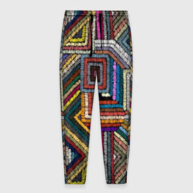 Мужские брюки 3D с принтом Этнический орнамент в Кировске, 100% полиэстер | манжеты по низу, эластичный пояс регулируется шнурком, по бокам два кармана без застежек, внутренняя часть кармана из мелкой сетки | bright | carpet | colors | embroidery | ethnic | fashion | geometric | national | ornament | pattern | style | thread | вышивка | геометрический | ковер | мода | национальная | нитки | орнамент | стиль | узор | цвета | этнический | яркие