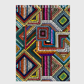 Скетчбук с принтом Этнический орнамент в Кировске, 100% бумага
 | 48 листов, плотность листов — 100 г/м2, плотность картонной обложки — 250 г/м2. Листы скреплены сверху удобной пружинной спиралью | bright | carpet | colors | embroidery | ethnic | fashion | geometric | national | ornament | pattern | style | thread | вышивка | геометрический | ковер | мода | национальная | нитки | орнамент | стиль | узор | цвета | этнический | яркие