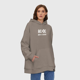 Худи SuperOversize хлопок с принтом AC/DC back in black в Кировске, 70% хлопок, 30% полиэстер, мягкий начес внутри | карман-кенгуру, эластичная резинка на манжетах и по нижней кромке, двухслойный капюшон
 | ac dc | acdc | back in black