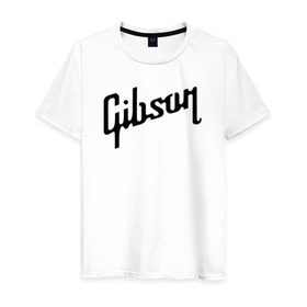 Мужская футболка хлопок с принтом Gibson в Кировске, 100% хлопок | прямой крой, круглый вырез горловины, длина до линии бедер, слегка спущенное плечо. | gibson | гибсон
