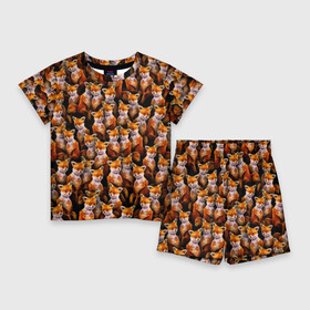 Детский костюм с шортами 3D с принтом Упоротые лисы в Кировске,  |  | fox | животные | лис | лиса | лисичка | мем | паттрен | рыжий | толпа | упортый | фыр фыр