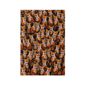Обложка для паспорта матовая кожа с принтом Упоротые лисы в Кировске, натуральная матовая кожа | размер 19,3 х 13,7 см; прозрачные пластиковые крепления | fox | животные | лис | лиса | лисичка | мем | паттрен | рыжий | толпа | упортый | фыр фыр