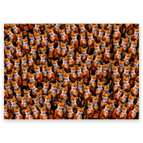 Поздравительная открытка с принтом Упоротые лисы в Кировске, 100% бумага | плотность бумаги 280 г/м2, матовая, на обратной стороне линовка и место для марки
 | Тематика изображения на принте: fox | животные | лис | лиса | лисичка | мем | паттрен | рыжий | толпа | упортый | фыр фыр