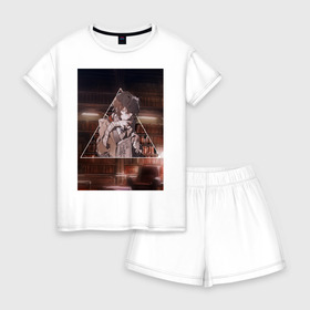 Женская пижама с шортиками хлопок с принтом ДАЗАЙ в Кировске, 100% хлопок | футболка прямого кроя, шорты свободные с широкой мягкой резинкой | бродячие псы | дадзай | осаму | осаму дазай