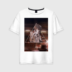 Женская футболка хлопок Oversize с принтом ДАЗАЙ в Кировске, 100% хлопок | свободный крой, круглый ворот, спущенный рукав, длина до линии бедер
 | бродячие псы | дадзай | осаму | осаму дазай