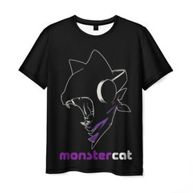 Мужская футболка 3D с принтом Monstercat в Кировске, 100% полиэфир | прямой крой, круглый вырез горловины, длина до линии бедер | monstercat | клуб | клубная музыка | кот | котенок | кошка | лейбл | монстар | монстар кет | монстер | музыка | танцевальная музыка | электронная | электронная музыка