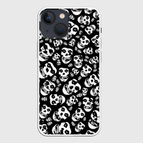 Чехол для iPhone 13 mini с принтом The Misfits в Кировске,  |  | punk | punk rock | rock | лицо | мисфитс | панк | панк рок | паттрен | призрак | рок | скелет | череп | черно белый