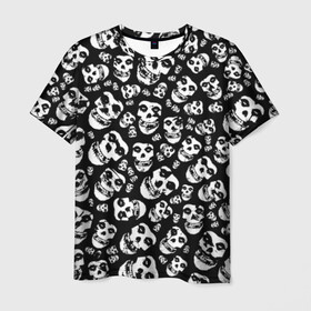 Мужская футболка 3D с принтом The Misfits в Кировске, 100% полиэфир | прямой крой, круглый вырез горловины, длина до линии бедер | punk | punk rock | rock | лицо | мисфитс | панк | панк рок | паттрен | призрак | рок | скелет | череп | черно белый