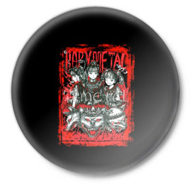 Значок с принтом babymetal anime в Кировске,  металл | круглая форма, металлическая застежка в виде булавки | black | metall | аниме | бэбиметал | волки | девочки | рамка | рок | тяжелаямузыка | тянки
