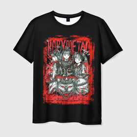 Мужская футболка 3D с принтом babymetal anime в Кировске, 100% полиэфир | прямой крой, круглый вырез горловины, длина до линии бедер | black | metall | аниме | бэбиметал | волки | девочки | рамка | рок | тяжелаямузыка | тянки