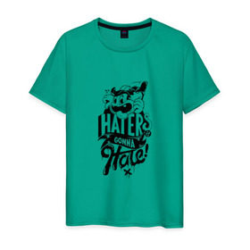 Мужская футболка хлопок с принтом Haters gonna Hate в Кировске, 100% хлопок | прямой крой, круглый вырез горловины, длина до линии бедер, слегка спущенное плечо. | haters gonna hate | прикольный принт | футболка принт