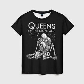 Женская футболка 3D с принтом Queens of the Stone Age в Кировске, 100% полиэфир ( синтетическое хлопкоподобное полотно) | прямой крой, круглый вырез горловины, длина до линии бедер | josh homme | metal | qotsa | queens of the stone age | rock | группы | метал | музыка | рок