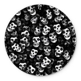 Коврик круглый с принтом Призраки Мисфитс в Кировске, резина и полиэстер | круглая форма, изображение наносится на всю лицевую часть | misfits | punk | punk rock | rock | лицо | мисфитс | панк | панк рок | паттрен | призрак | рок | скелет | череп | черно белый