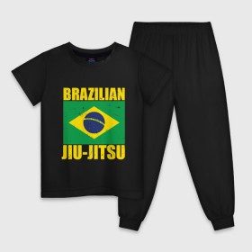 Детская пижама хлопок с принтом Brazilian Jiu Jitsu в Кировске, 100% хлопок |  брюки и футболка прямого кроя, без карманов, на брюках мягкая резинка на поясе и по низу штанин
 | box | boxing | bruce lee | champion | dragon | fight | fighter | judo | muay thai | team | tiger | ufc | али | боевые | боец | бой | бокс | боксер | борьба | брюс ли | воин | дзюдо | дракон | единоборства | искусство | карате | контакт | кулак | лев