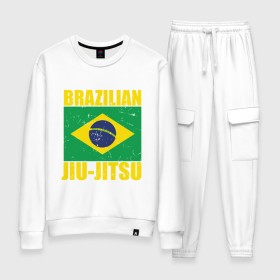 Женский костюм хлопок с принтом Brazilian Jiu Jitsu в Кировске, 100% хлопок | на свитшоте круглая горловина, мягкая резинка по низу. Брюки заужены к низу, на них два вида карманов: два 