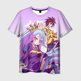 Мужская футболка 3D с принтом No Game No Life в Кировске, 100% полиэфир | прямой крой, круглый вырез горловины, длина до линии бедер | ngnl | no game no life | аниме | без игры жизни нет | изуна | манга | нет игры   нет жизни | сора и сиро | широ