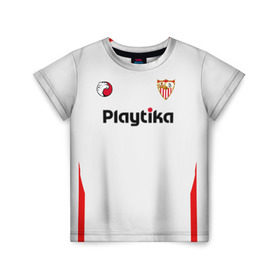 Детская футболка 3D с принтом Sevilla FC (2018-2019) в Кировске, 100% гипоаллергенный полиэфир | прямой крой, круглый вырез горловины, длина до линии бедер, чуть спущенное плечо, ткань немного тянется | 
