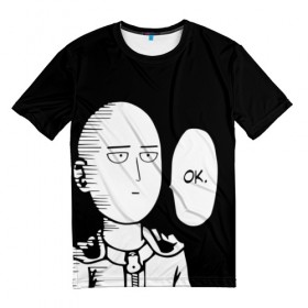 Мужская футболка 3D с принтом One Punch Man в Кировске, 100% полиэфир | прямой крой, круглый вырез горловины, длина до линии бедер | one punch man | onepunchman | oppai | аниме | ван панч мен | ванпанчмен | манга | сайтама | супергерои | человек один удар