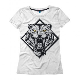 Женская футболка 3D с принтом Savage Tiger в Кировске, 100% полиэфир ( синтетическое хлопкоподобное полотно) | прямой крой, круглый вырез горловины, длина до линии бедер | Тематика изображения на принте: savage | когти | тигр