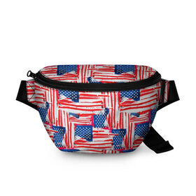 Поясная сумка 3D с принтом Флаг США Американский стиль в Кировске, 100% полиэстер | плотная ткань, ремень с регулируемой длиной, внутри несколько карманов для мелочей, основное отделение и карман с обратной стороны сумки застегиваются на молнию | 