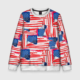 Детский свитшот 3D с принтом Флаг США Американский стиль в Кировске, 100% полиэстер | свободная посадка, прямой крой, мягкая тканевая резинка на рукавах и понизу свитшота | 