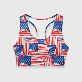Женский спортивный топ 3D с принтом Флаг США Американский стиль в Кировске, 82% полиэстер, 18% спандекс Ткань безопасна для здоровья, позволяет коже дышать, не мнется и не растягивается |  | 