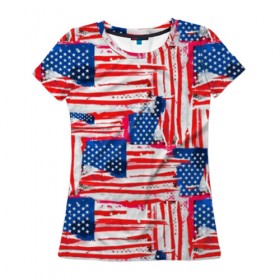 Женская футболка 3D с принтом Флаг США Американский стиль в Кировске, 100% полиэфир ( синтетическое хлопкоподобное полотно) | прямой крой, круглый вырез горловины, длина до линии бедер | Тематика изображения на принте: 