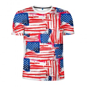 Мужская футболка 3D спортивная с принтом Флаг США Американский стиль в Кировске, 100% полиэстер с улучшенными характеристиками | приталенный силуэт, круглая горловина, широкие плечи, сужается к линии бедра | 