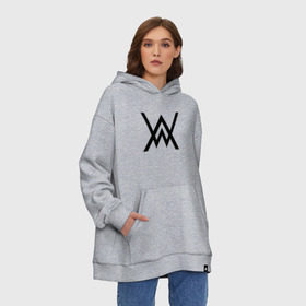 Худи SuperOversize хлопок с принтом Alan Walker в Кировске, 70% хлопок, 30% полиэстер, мягкий начес внутри | карман-кенгуру, эластичная резинка на манжетах и по нижней кромке, двухслойный капюшон
 | alan walker | алан валкер | алан волкер | алан уокер | диджей | музыка | музыкант